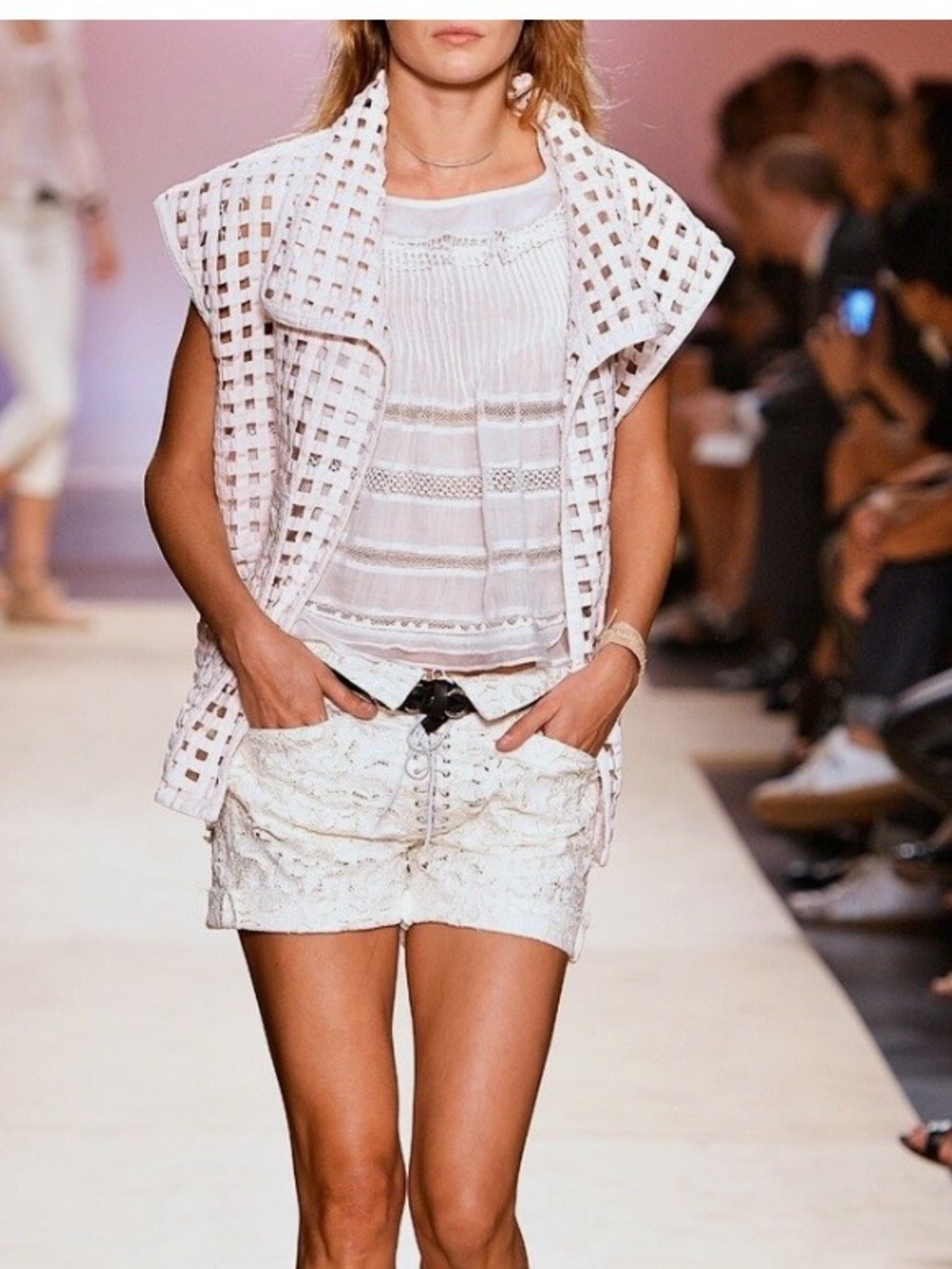 Isabel Marant White Crochet Panel Flutter Sleeve Top